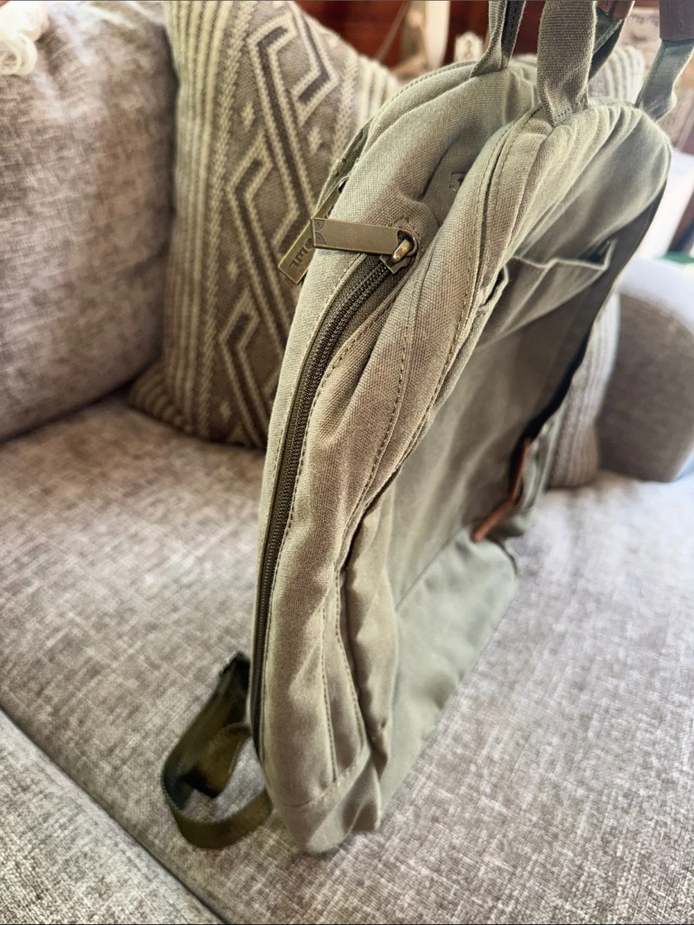 Olive Green Canvas Backpack - Minimal Everyday Carry